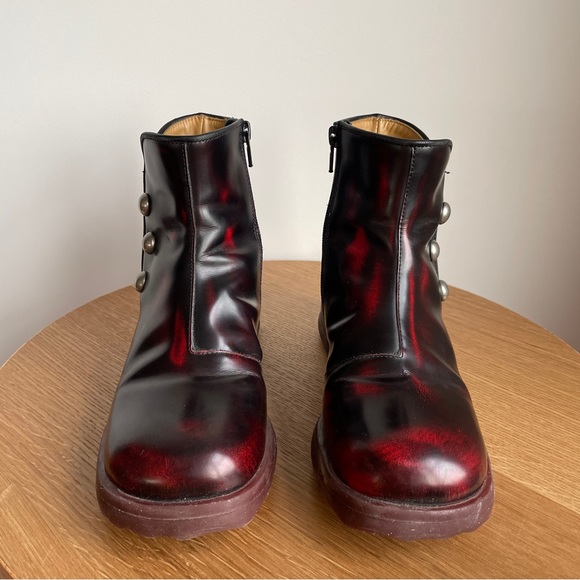 Fluevog Unity Penney ankle boot with buttons - Burgundy Rub Off size 5.5 - Picture 5 of 11